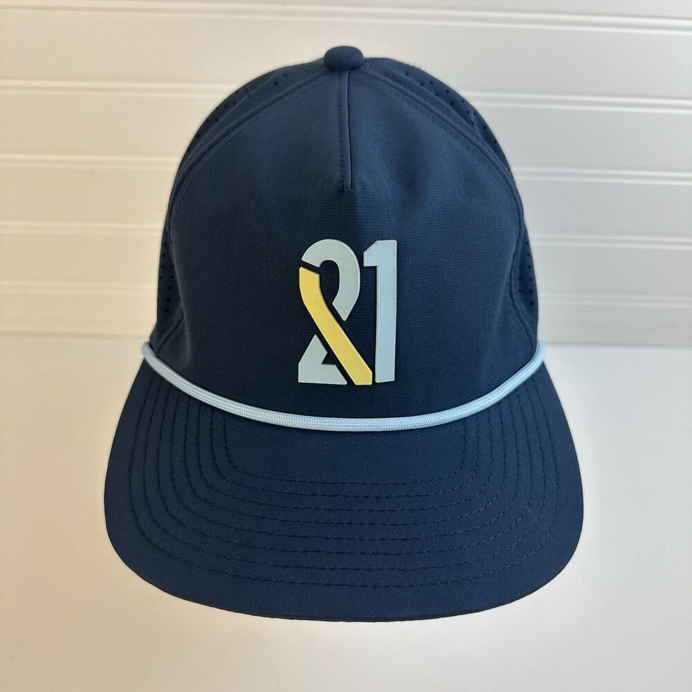 Bruce Bolt BB Rope 1945 Cap Snapback Hat Navy Blue Perforated 21 Logo Trucker